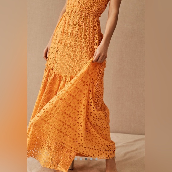 Elegant Orange Lace Maxi Dress - Picture 3 of 11